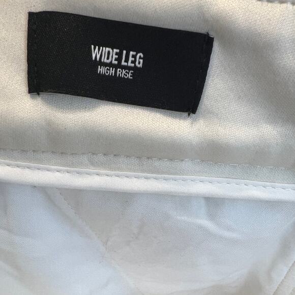 NWT Express Wide Leg High Rise Pants Ivory Chevron Women's Size 12R Lined Casual - Picture 7 of 9